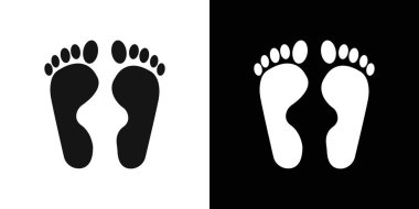ayak izi insan simgesi logosu işareti vektör ana hatları siyah ve beyaz