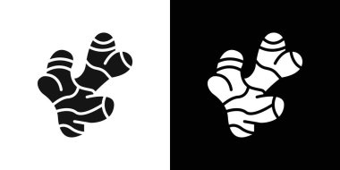 Zencefil simgesi logo işareti vektör ana hatları siyah ve beyaz