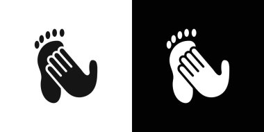 El ve ayak simgesi simgesi işareti vektör ana hatları siyah ve beyaz