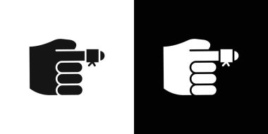 hurted finger bandage icon logo sign vector outline in black and white color clipart