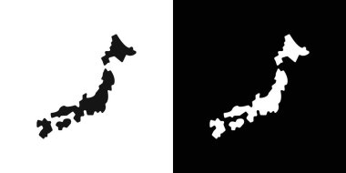 Japonya haritası logo işareti vektör ana hatları siyah ve beyaz