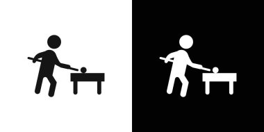 Snooker simgesi logo işareti vektör ana hatları siyah ve beyaz