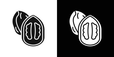 Ceviz simgesi simgesi işareti vektör ana hatları siyah ve beyaz