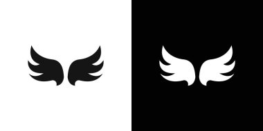 Kanat simgesi simgesi işareti vektör çizgisi siyah ve beyaz renkte