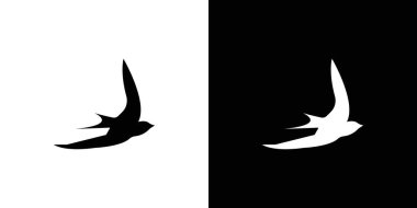 Barn Kırlangıç simgesi logosu işareti vektör ana hatları siyah ve beyaz