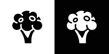 brokoli simgesi logosu işaret çizgisi siyah ve beyaz renkte