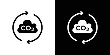 CO2 gaz karbondioksit simgesi logo işareti vektör ana hatları siyah ve beyaz