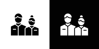 Şirket personel simgesi logo işareti vektör ana hatları siyah ve beyaz