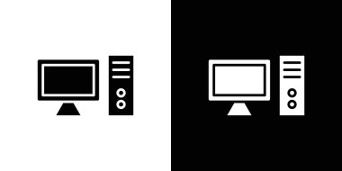 Bilgisayar simgesi logo işareti vektör ana hatları siyah ve beyaz