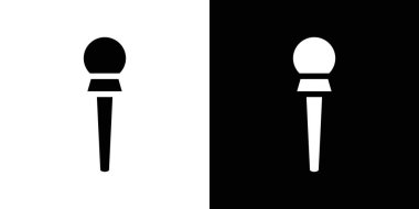 Mikrofon simgesi simgesi işareti vektör ana hatları siyah ve beyaz