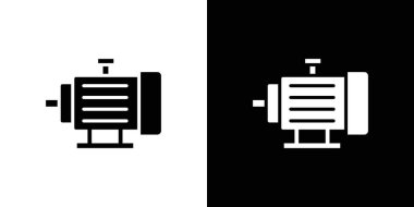 Motor simgesi logo işareti vektör çizgisi siyah ve beyaz renkte