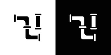 Su boruları simgesi logosu işaret vektör ana hatları siyah ve beyaz