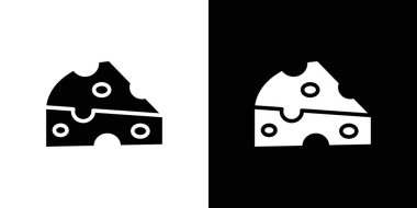 Siyah beyaz peynir ikonu seti. Basit düz vektör