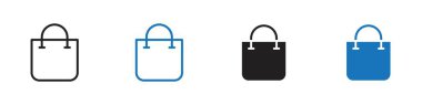 Alışveriş poşeti simgesi doğrusal vektör grafik işareti veya web uygulaması ui için sembol ayarlanıyor