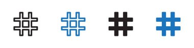 Hashtag simgesi doğrusal vektör grafik işareti veya web uygulaması ui için sembol
