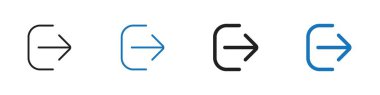 Web uygulaması ui için çıkış simgesi doğrusal vektör grafik işareti veya sembol seti