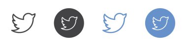 Twitter simgesi siyah ve beyaz renk ana hatları ile düz