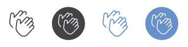 Clapping icon Flat set in black and white color outline vector mark clipart