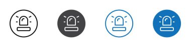 İnce çizgi ana hatları ve grup koleksiyonunda acil durum ışık simgesi logosu işareti