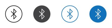 İnce çizgi ana hatları ve grup koleksiyonunda Bluetooth simgesi işareti