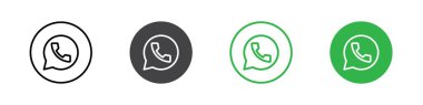 Whatsapp simgesi işareti ince çizgi ana hatları ve grup koleksiyonu