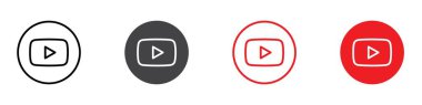 İnce çizgi ana hatları ve grup koleksiyonunda Youtube simgesi logosu imzası