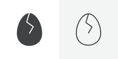 Kırık yumurta simgesi Düz Çizgi Koleksiyonu Siyah ve Beyaz arkaplan