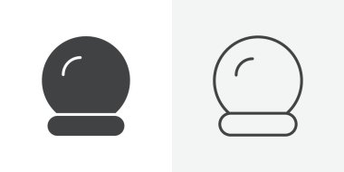 Kristal top simgesi Düz Çizgi Koleksiyonu Siyah ve Beyaz arkaplan