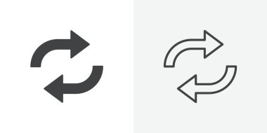 Simgeyi Düz Ana Hattı Siyah ve Beyaz arkaplanda Tazele