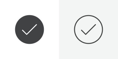 Doğrulanmış simge Düz Çizgi Koleksiyonu Siyah ve Beyaz arkaplan