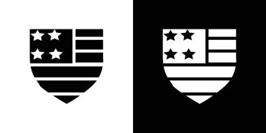 Kalkan ABD bayrak simgesi basit düz vektör ana hatları koleksiyon logosu