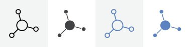 Molekül simgesi doğrusal ince çizgi grafikleri siyah ve beyaz