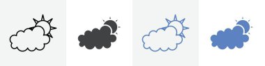 weather icon linear thin line icon graphics set black and white clipart