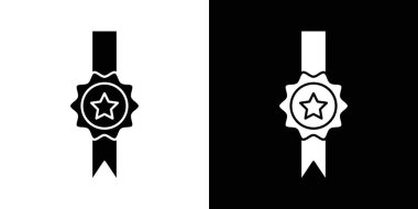 Ödül ödüllü ikon doğrusal logo işareti web için siyah beyaz olarak belirlendi