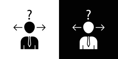 İş Kararı Karıştırma Simgesi doğrusal logo işareti web için siyah beyaz olarak belirlendi