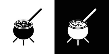 caudron simgesi doğrusal logo işareti web için siyah ve beyaz olarak belirlendi