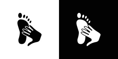 el ve ayak ikonu doğrusal logo işareti web için siyah ve beyaz koleksiyonu