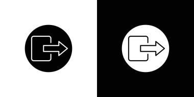 Çıkış simgesi doğrusal logo işareti web için siyah beyaz olarak belirlendi