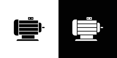 Motor simgesi doğrusal logo işaretleri web için siyah beyaz olarak belirlendi