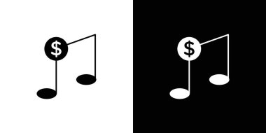 Music Price simgesi doğrusal logo işareti web için siyah beyaz olarak belirlendi