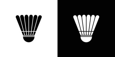 Shuttlecock simgesi doğrusal logo işaretleri web için siyah ve beyaz olarak belirlendi