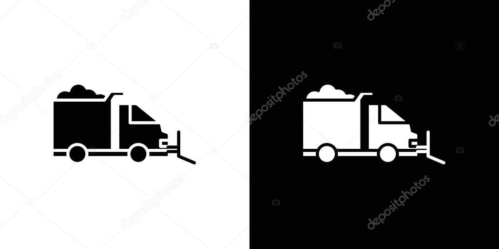 Snowplow icon linear logo mark set collection in black and white for web