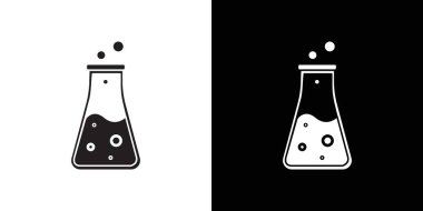 Siyah-beyaz taslak koleksiyon işaretinde kimyasal matara simgesi Siyah çizgi sanat vektörü