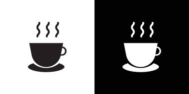 Kahve fincanı simgesi Siyah çizgi sanat vektörü siyah beyaz taslak koleksiyon işareti