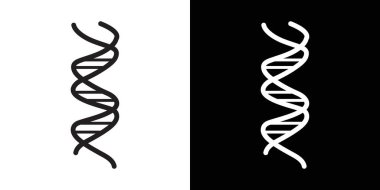 DNA icon Black line art vector in black and white outline set collection sign clipart