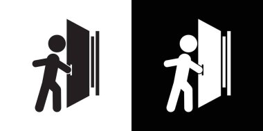 Kapı simgesi siyah çizgi sanat vektörünü siyah ve beyaz ana hat koleksiyon işaretinde itin