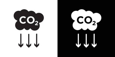 Karbondioksit karbondioksit karbondioksit ikonu siyah çizgi sanat vektörünü siyah ve beyaz ana hat koleksiyon işaretinde azalt