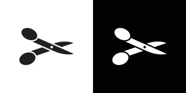 Siyah-beyaz taslak koleksiyon işareti ile simge kesen makas Siyah çizgi sanat vektörü