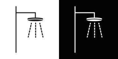 Duş başlığı simgesi Siyah çizgi sanat vektörü siyah beyaz ana hat koleksiyon işareti