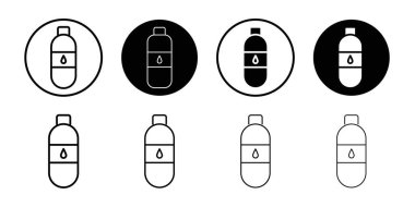 Şişe su simgesi logosu işareti vektör ana hatları siyah ve beyaz